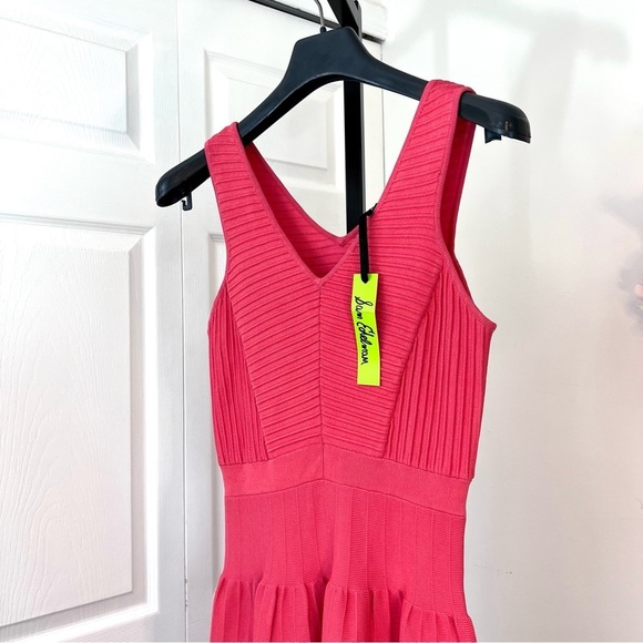 Sam Edelman Pink Bandage Coral V-Neck Dress - Fit and Flare - Picture 7 of 9